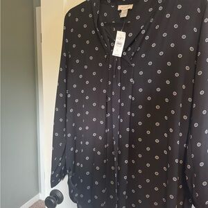 LOFT Black and White Patterned Shirt
